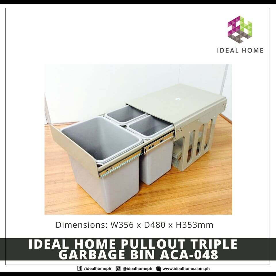 Pullout Triple Garbage Bin ACA-048