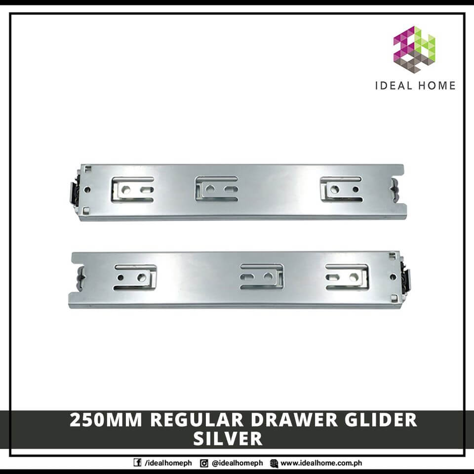 250mm Regular Drawer Glider Silver