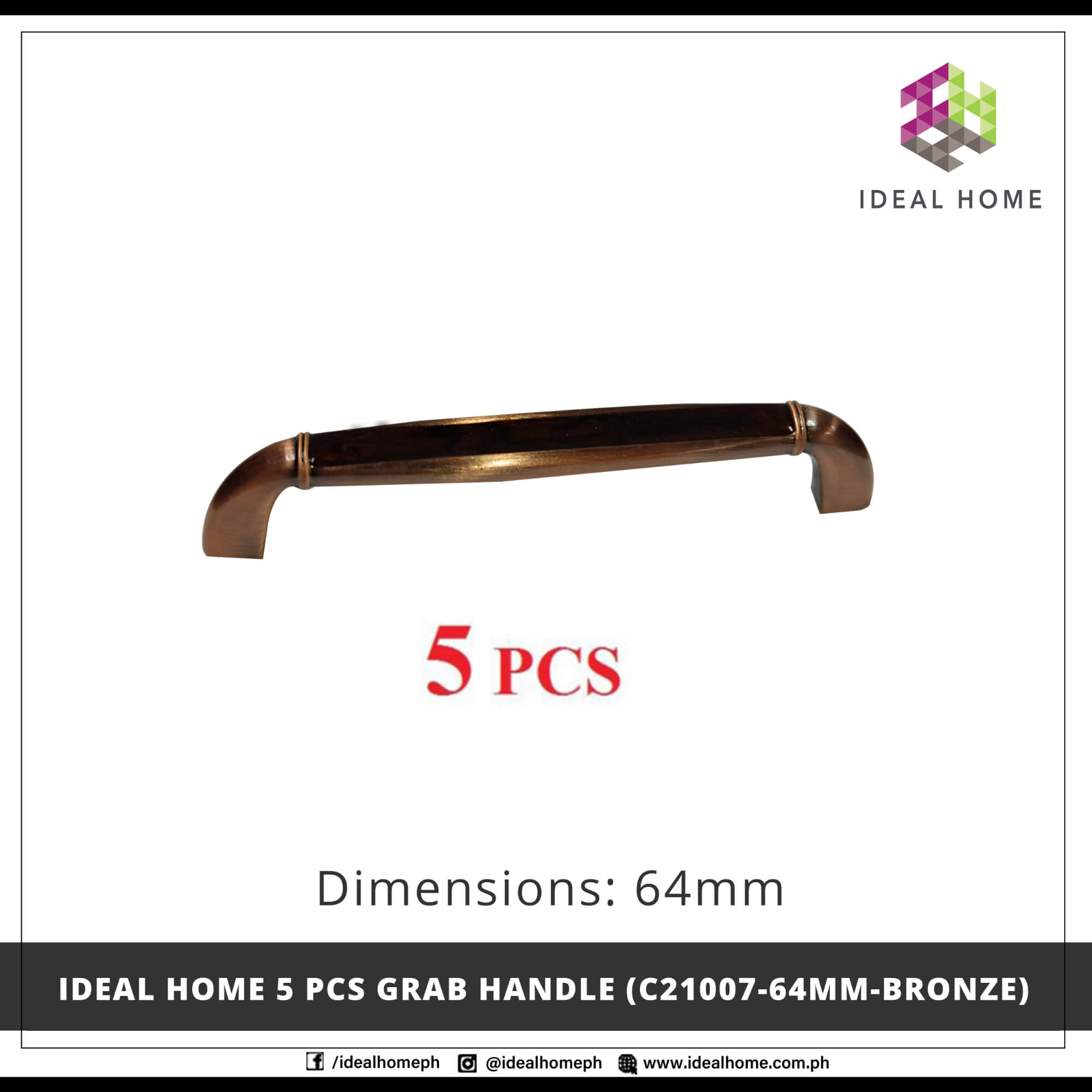 5 PCS Grab Handle (C21007-64mm-BRONZE)